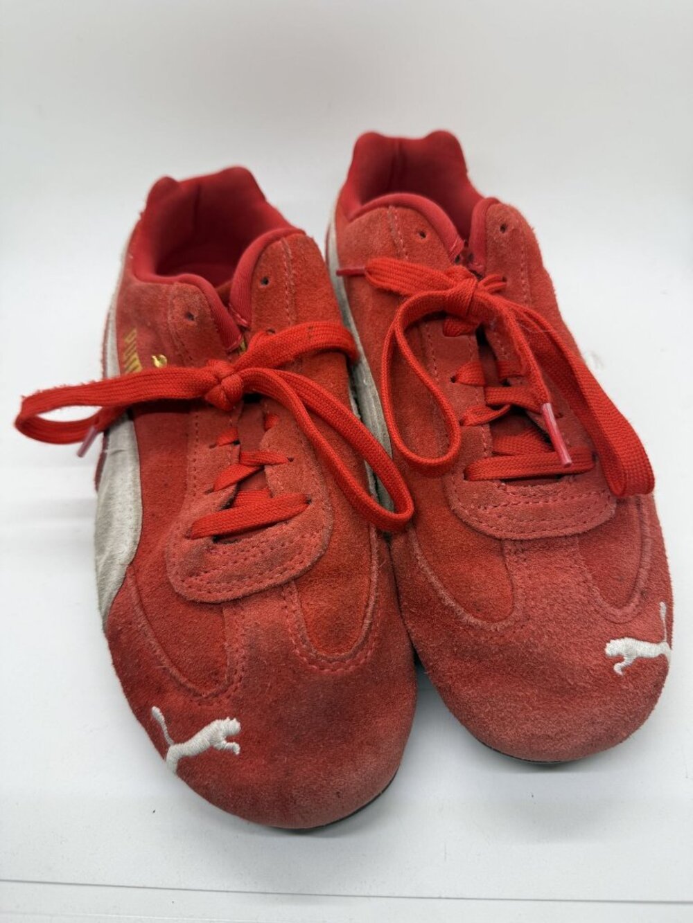 PUMA Speedcat OG Suede Low Top Lace-Up Sneakers Red/White